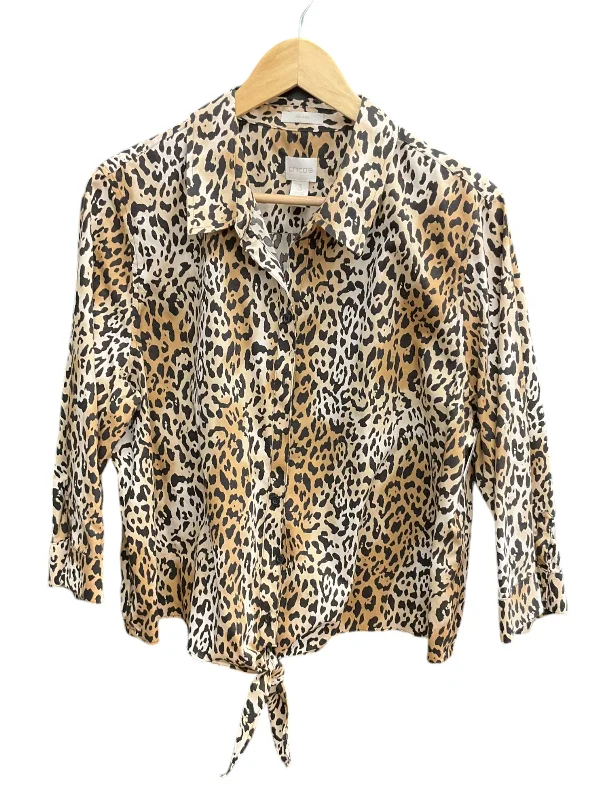 Blouse 3/4 Sleeve By Chicos In Animal Print, Size: Xl