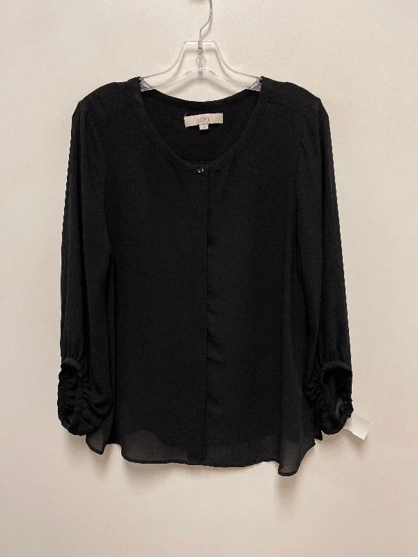 Blouse Long Sleeve By Loft In Black, Size: L