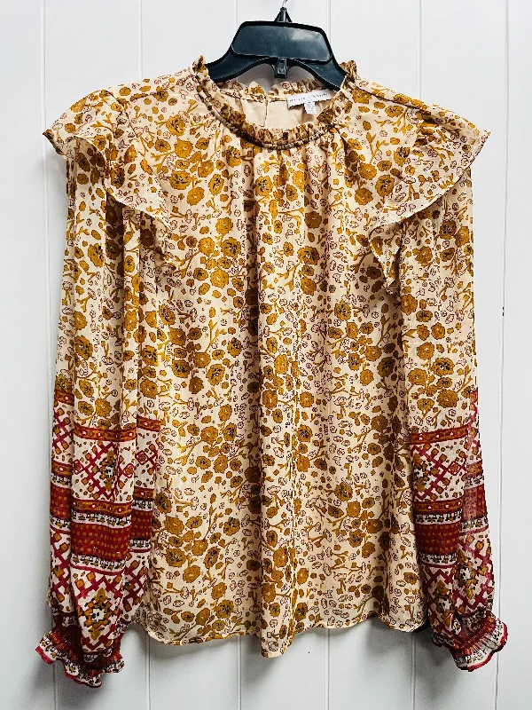 Blouse Long Sleeve By MAISON D AMELIE In Orange, Size: M