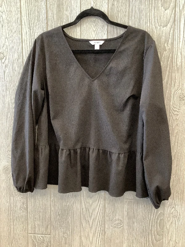 Blouse Long Sleeve By Nine West Apparel In Black, Size: L