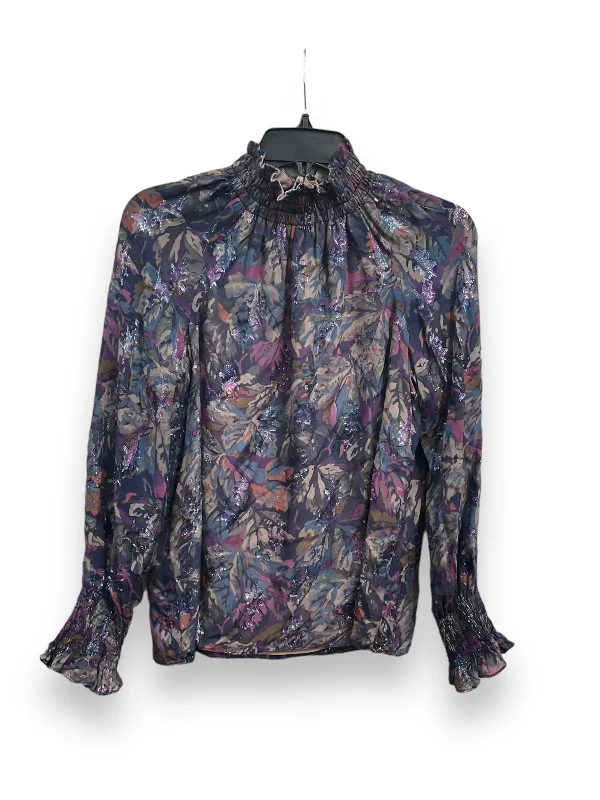 Blouse Long Sleeve By Rebecca Taylor In Multi-colored, Size: Xs