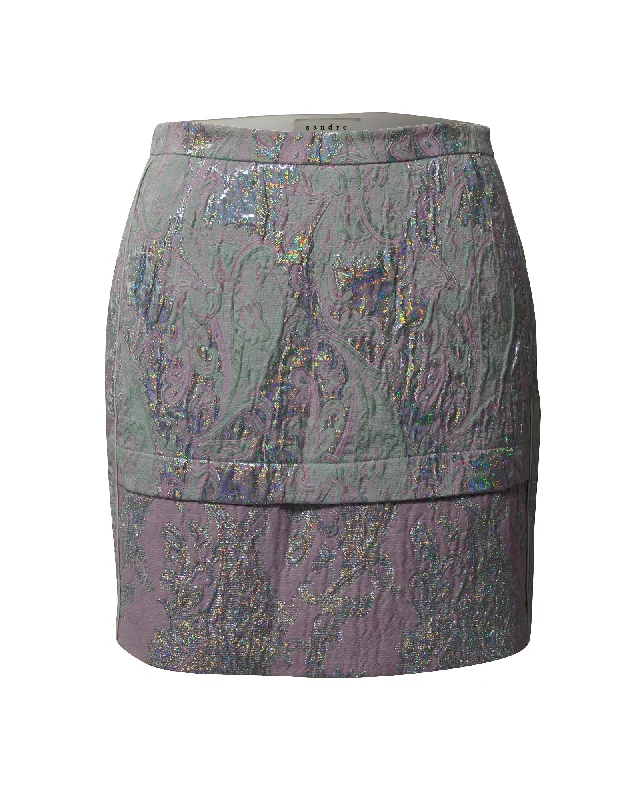 Sandro Paris Jacquard Mini Skirt in Multicolor Polyester