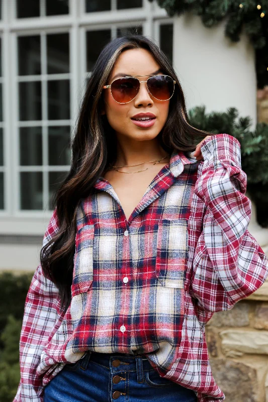 FINAL SALE - Spread The Cheer Burgundy Plaid Flannel