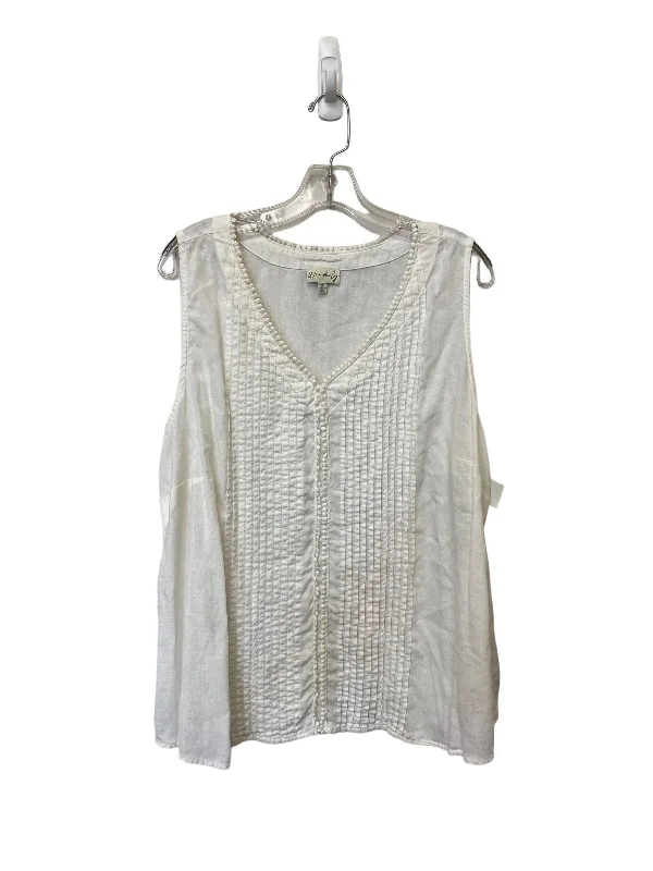 Top Sleeveless By Wonderly In White, Size: 2x