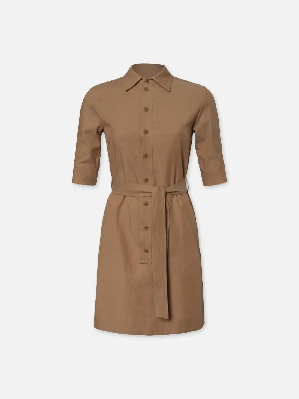 Belted Trench Dress -- Khaki