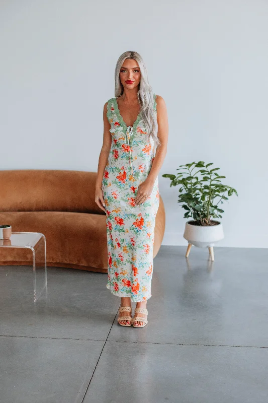 Eva Floral Dress - Sage Mix