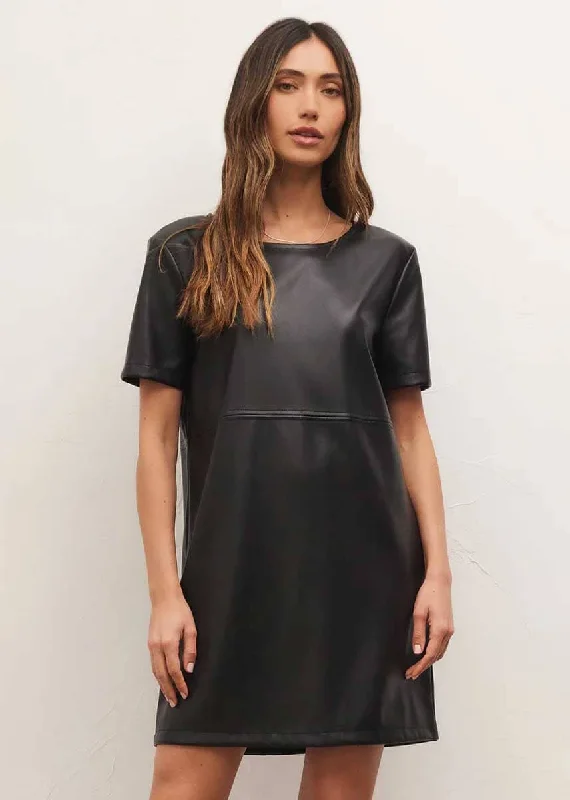 London Faux Leather Mini Dress - Black