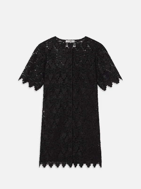 The Lace Button Front Dress -- Black