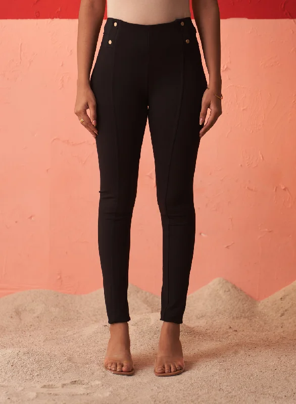 Anaya Black Skinny Fit Trousers for Women