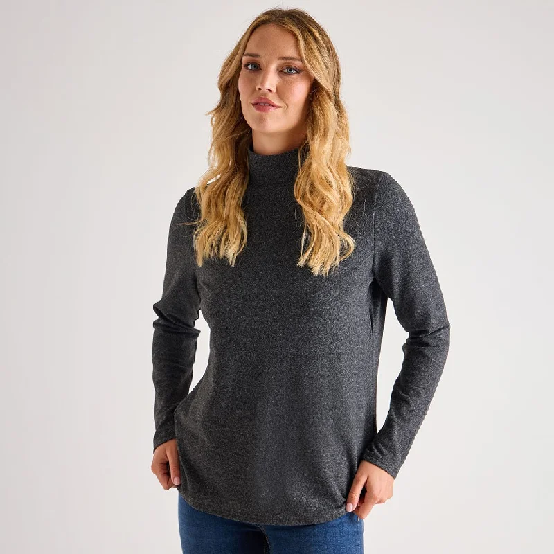 Ladies Brushed Marl Turtle Neck Top