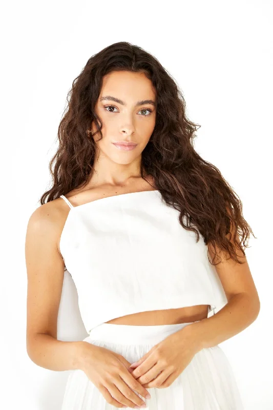 Glamorous Studio White Cotton Double Strap Crop Top