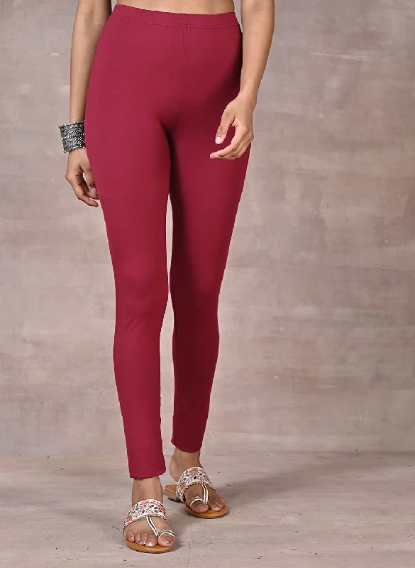 Sofia Maroon Skinny Fit Leggings for Women