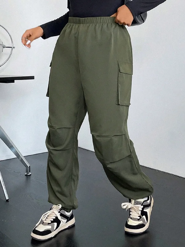 Amy Fashion - Flap Pocket Side Cargo Pants