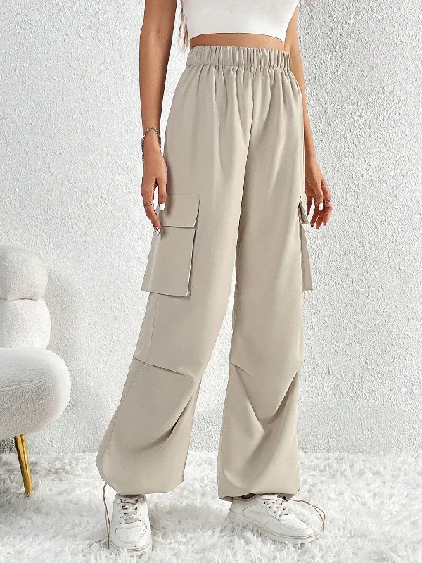 Amy Fashion - Flap Pocket Side Cargo Pants