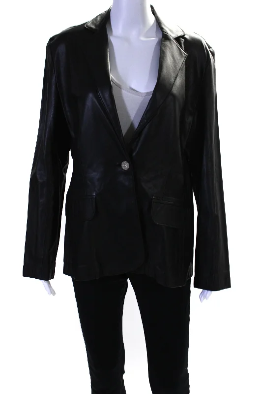 In Transit 2 Womens Leather Single Button Long Sleeves Jacket Black