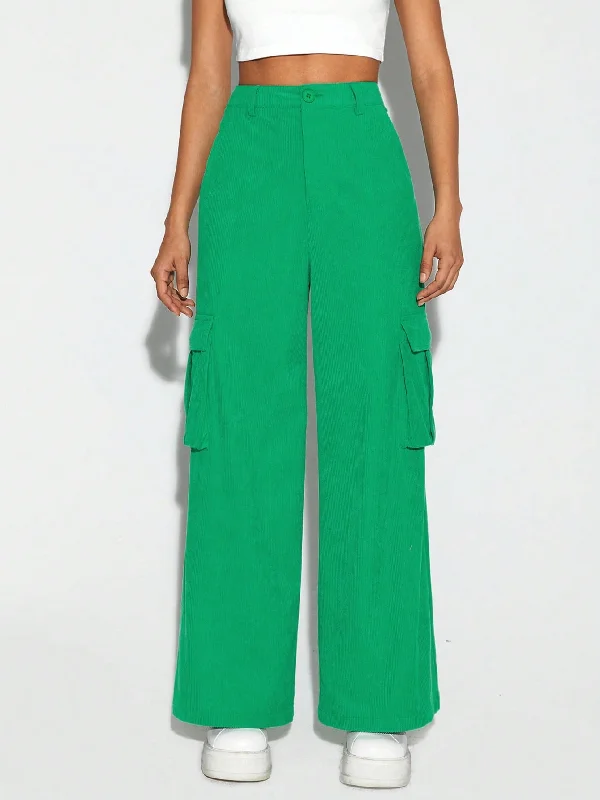 Amy Fashion - JADE BREYON Flap Pocket Side Cargo Pants