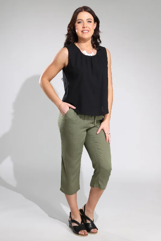 Mid Calf Pants | OLIVE | 3306A1