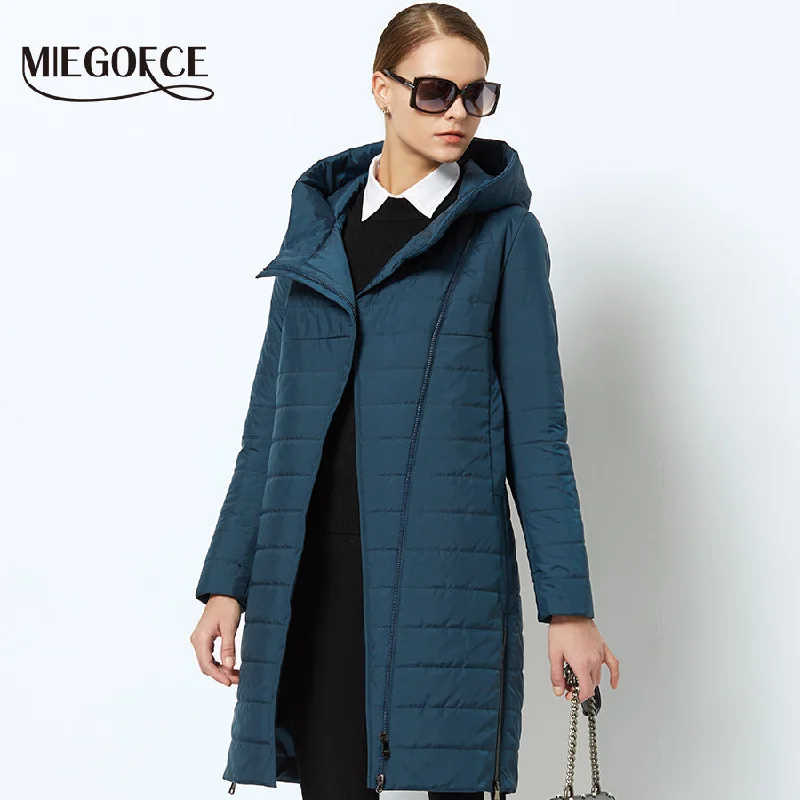 2018MIEGOFCE spring women jacket with a curve zipper women coat high-quality thin cotton padded jacket women's warm parka coat