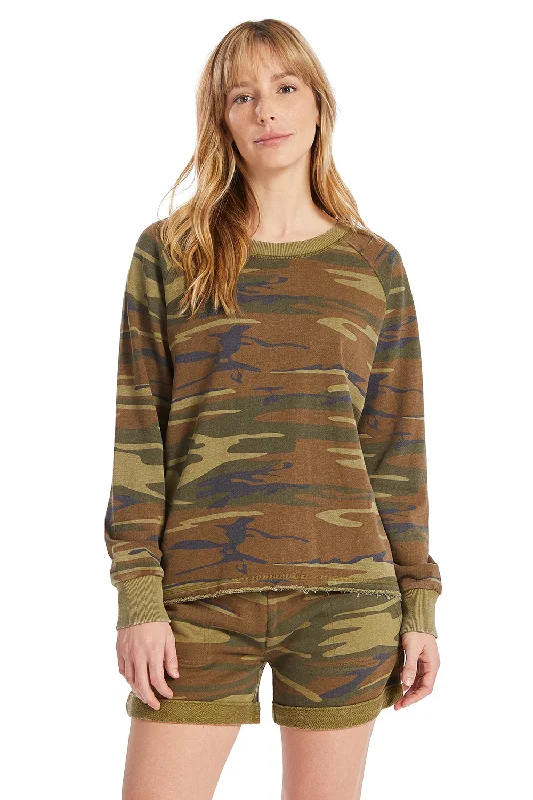 Alternative Womens Lazy Day Crewneck Sweatshirt - Camo