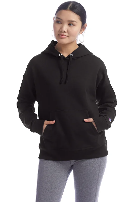 Champion Womens PowerBlend Relaxed Hooded Sweatshirt Hoodie - Black