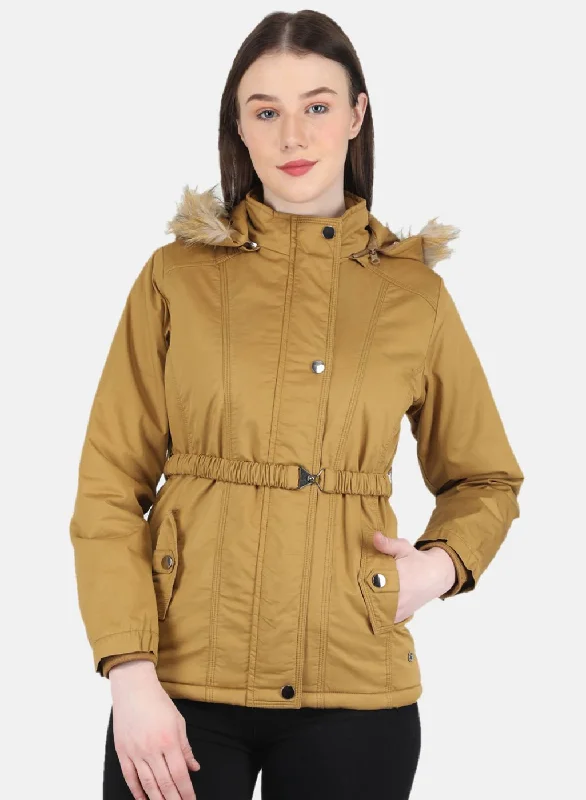 Women Mustard Solid Jacket