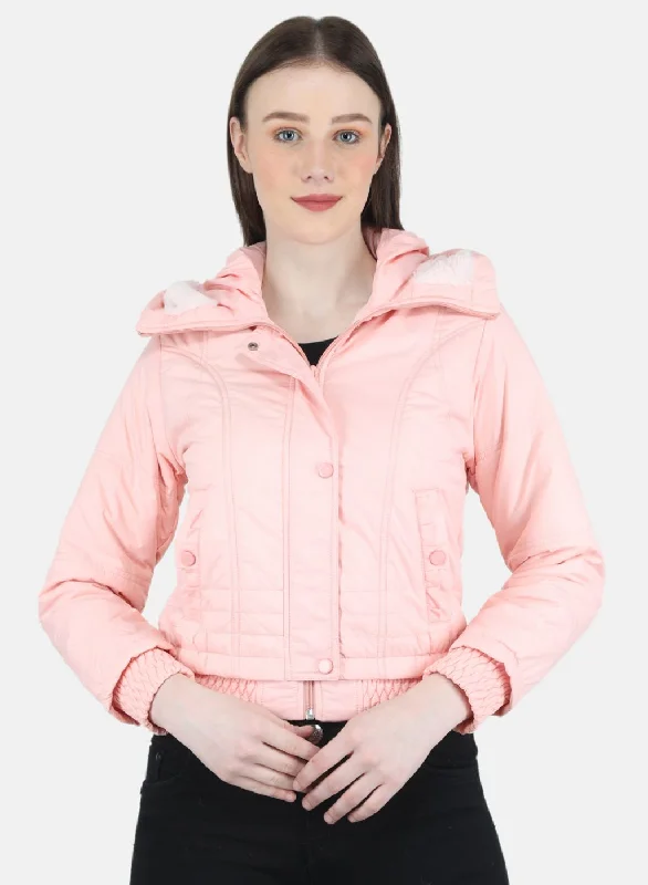 Women Peach Solid Jacket