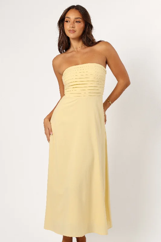 Kenna Strapless Maxi Dress - Butter Yellow