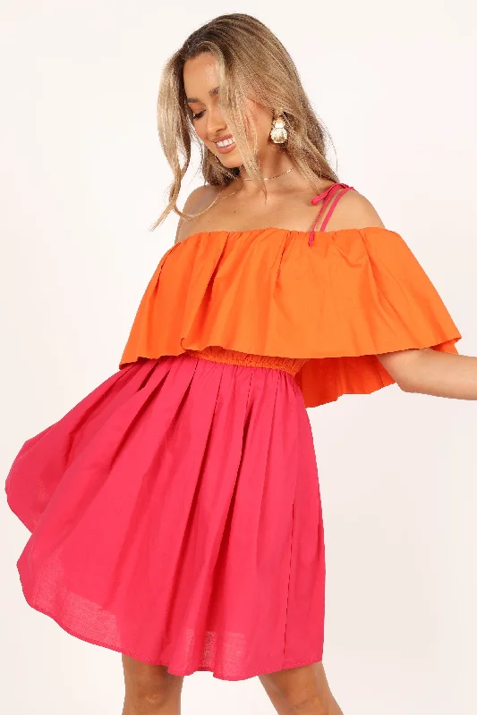 Maeva One Shoulder Mini Dress - Pink/Orange