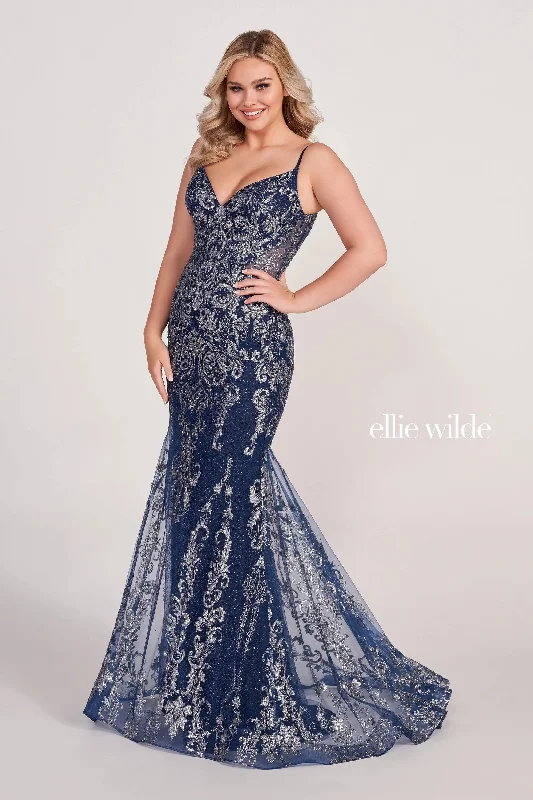 Ellie Wilde EW34056 Fitted Long Formal Evening Prom Dress