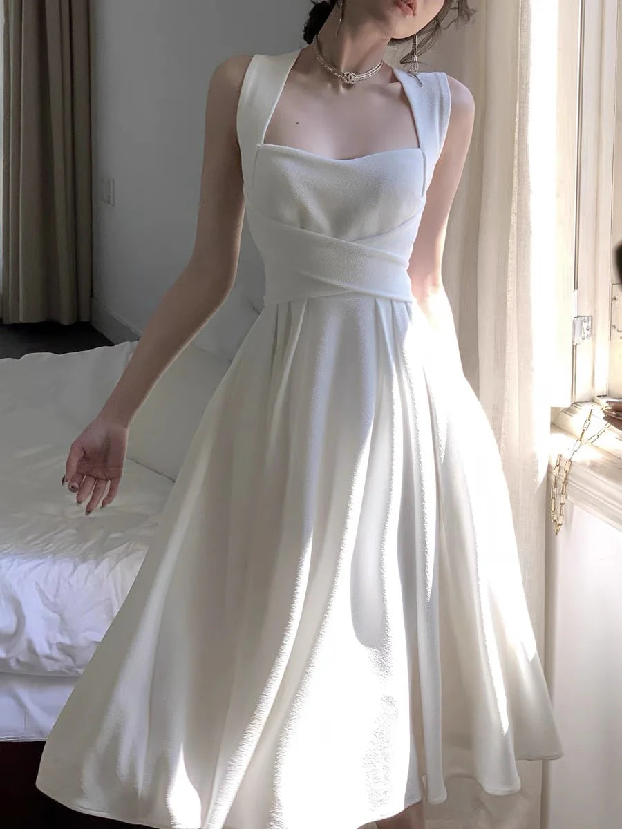 Wedding Dress A Line Chiffon Sleeveless Elegant Simple Formal Wear Dresses