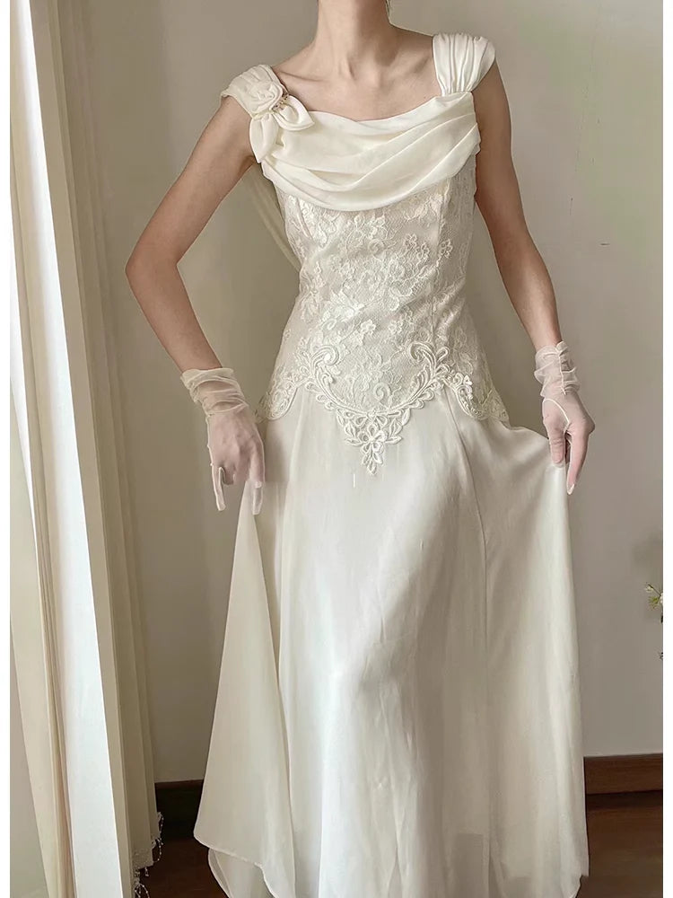 Wedding Dress A Line Lace Chiffon Dress Formal Wear Dresses Without Gloves